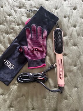 TYMO Ring Hair Straightener Brush, Hair Straightening Iron in pink